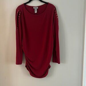 Catherines Curvy Women's Red Long Sleeve Top Size 14/16W NWT